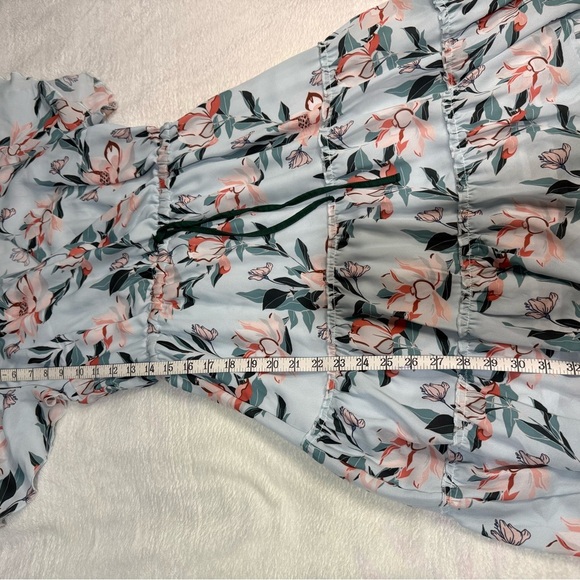 NANNU Pink and Green Wrap Sundress with Flutter Sleeves - Picture 3 of 6